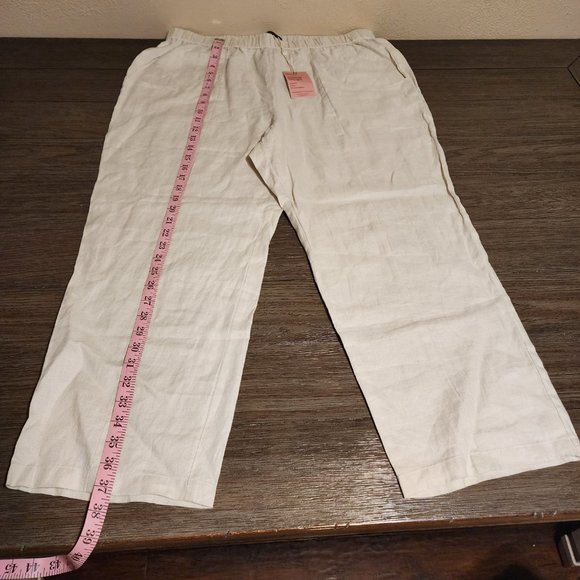 Quince 100% European Linen Tapered Ankle Pant NWT Khaki XL - Picture 2 of 7